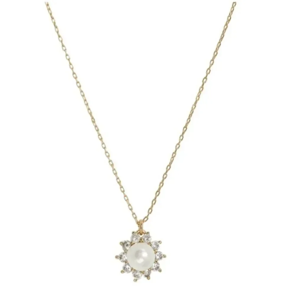 Kate Spade Sunny Halo Gold Pearl Pendant Necklace NWT Dust Bag